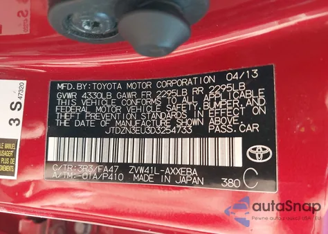 2013 Toyota Prius V Two from USA, damaged, VIN JTDZN3EU3D3254733